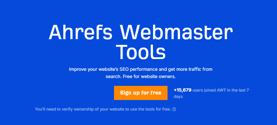 Ahrefs Webmaster Tools